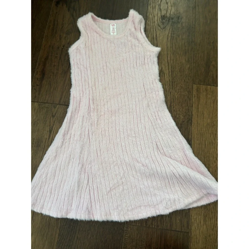 Justice Girls Pink Eyelash Knit Sleeveless Ribbed Dress Size Medium 10 107613
